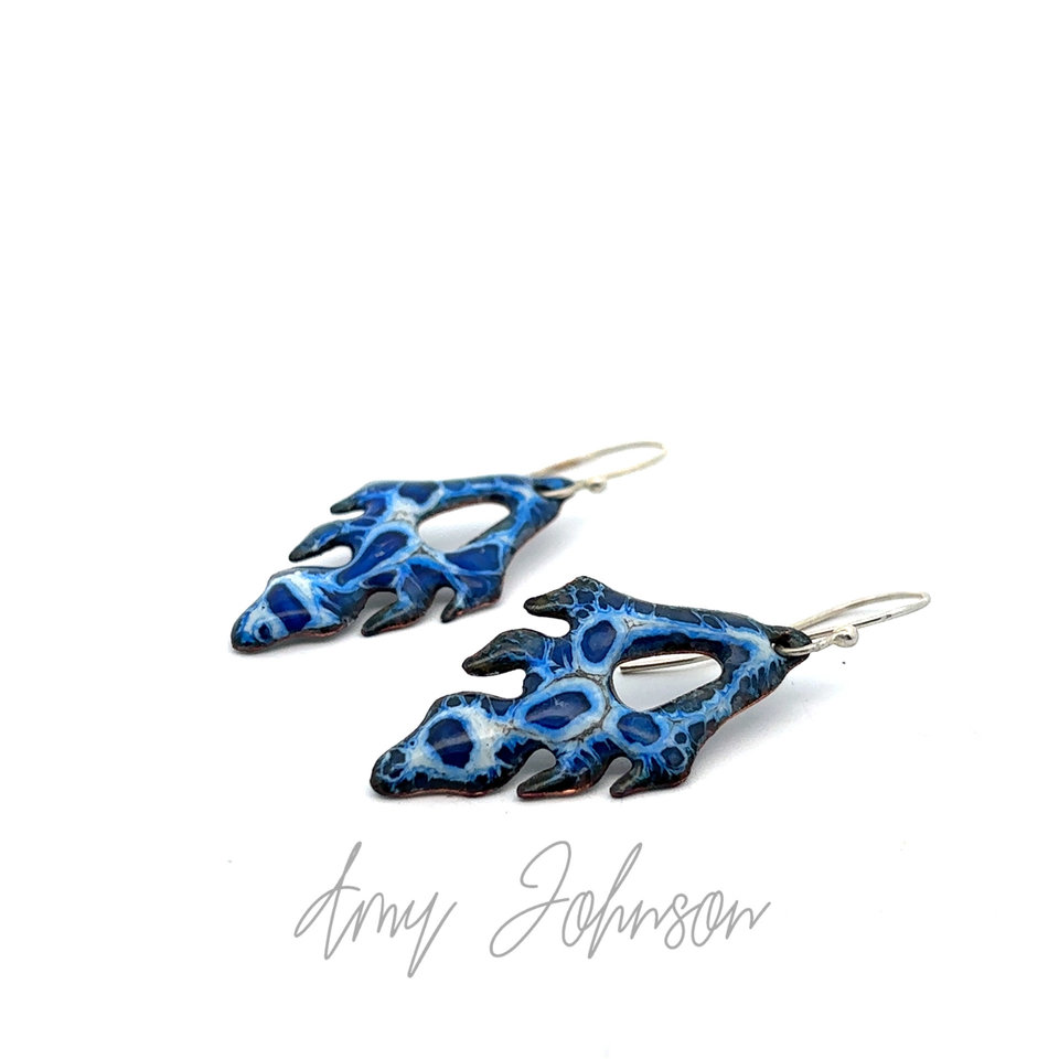 Frosted Blue Enamel Earrings