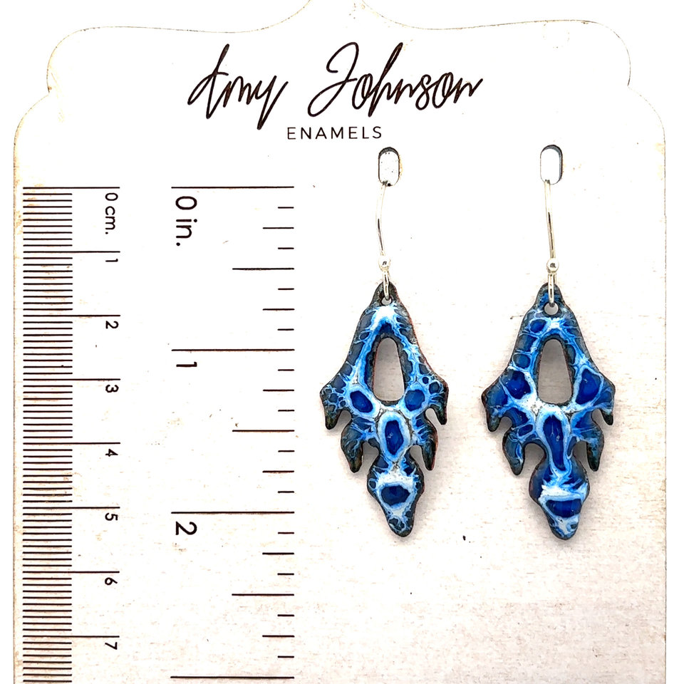 Frosted Blue Enamel Earrings